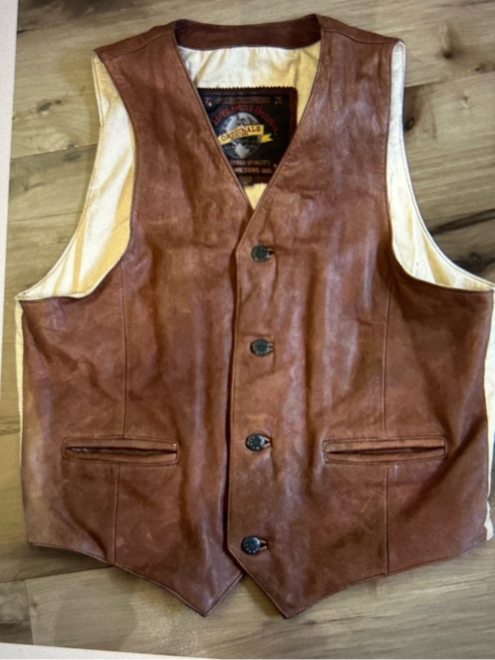 Wilsons Leather Brown Leather Button-Front Vest - Picture 2 of 5